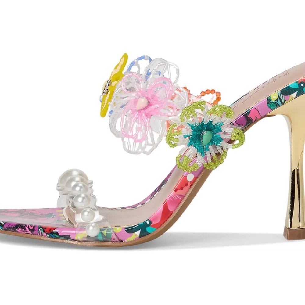 🆕Betsey Johnson GOLDIEE Bright Beaded Floral Heels - Picture 14 of 17